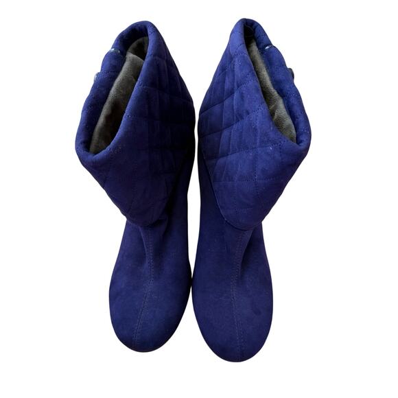 Aerosoles Blue Leather Quilted Alpha Ray Ankle Boots Sz 8.5 Witchy Goth Comfort - Picture 9 of 11